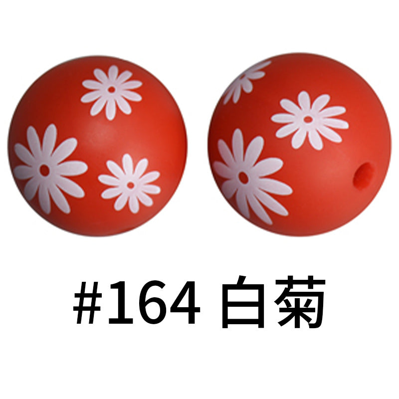 Wholesale 50pcs 16mm Print Silicone Beads Colorful Silicone Water Transfer Beads